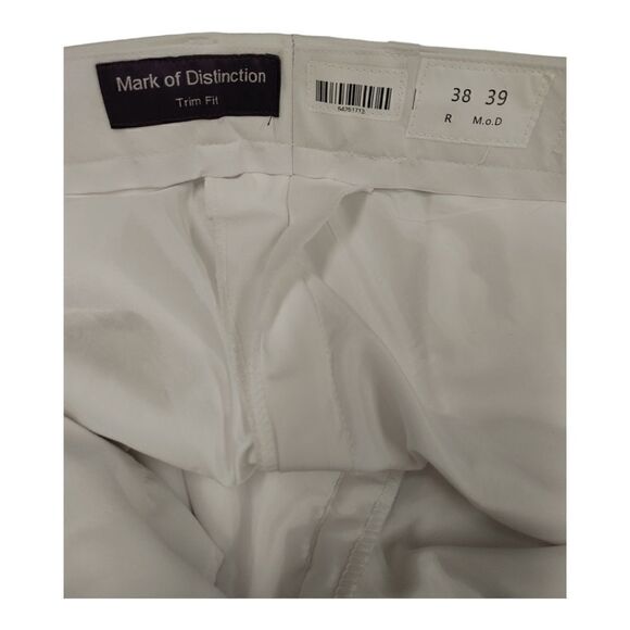 MARK OF DISTINCTION WHITE EURO SLIM FIT PANT. SIZE 38-39R. - Picture 8 of 10
